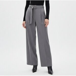 ABERCROMBIE & FITCH Belted High-Rise Wide-Leg Trouser In Grey Women Size 29/8